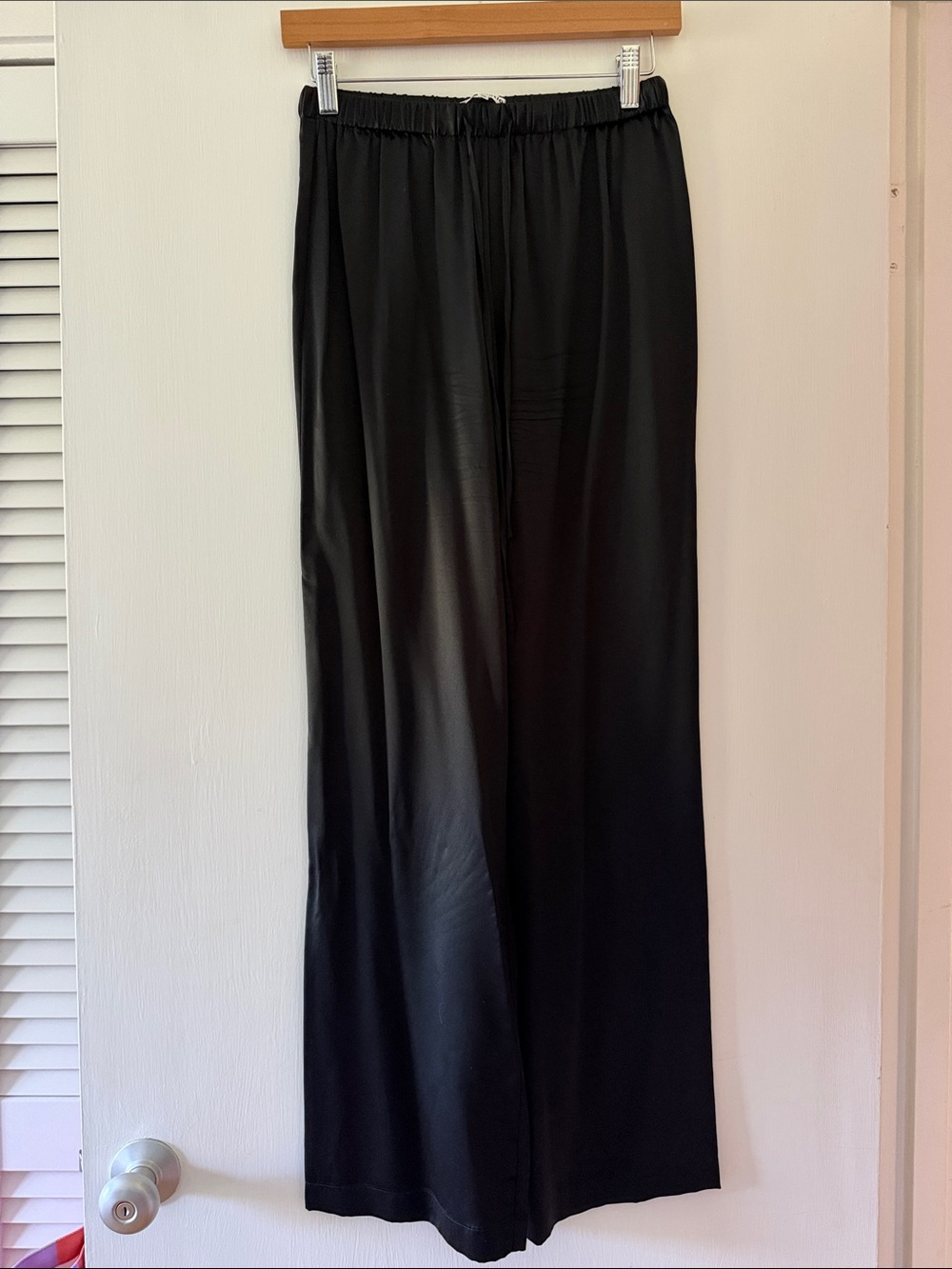 Reformation Black Elastic Waist Wide Leg Pants
